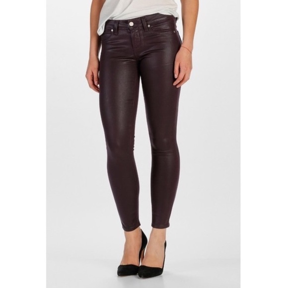 PAIGE Pants - Paige - Verdugo Ankle Purple Coated Skinny Jeans